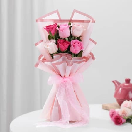 Floral Bliss Cake With Elegant Roses Flowers  Bouquet — view 2 of 3