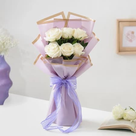 Midnight Truffle and White Roses Flowers  Bouquet — view 2 of 3