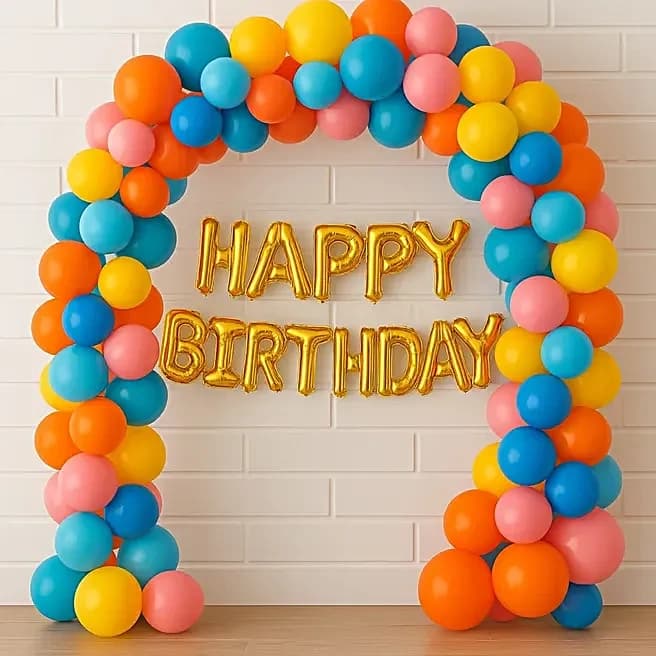 Pastel Chrome Birthday Balloon Arch Set — view 1 of 3