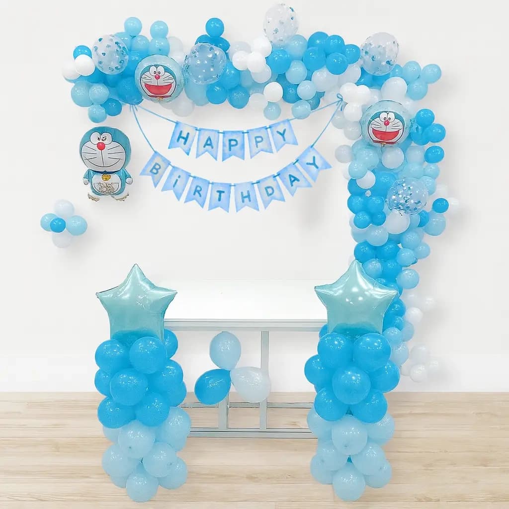 Doraemon Theme Kids Birthday Arch Decor — view 1 of 2