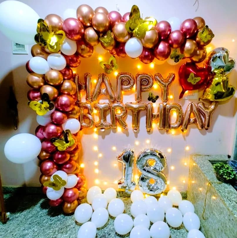 Rose Gold Chrome and White Balloon Decor Set — view 1 of 1