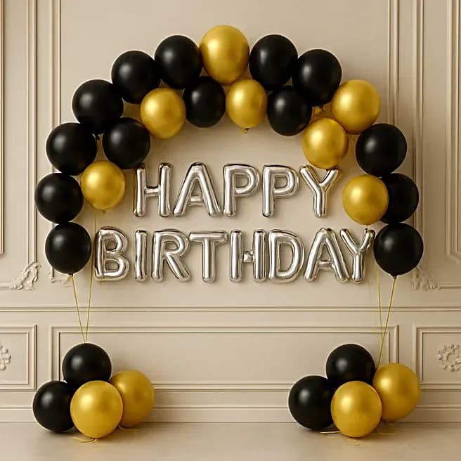 Black N Gold Birthday Balloon Backdrop Set — view 1 of 1