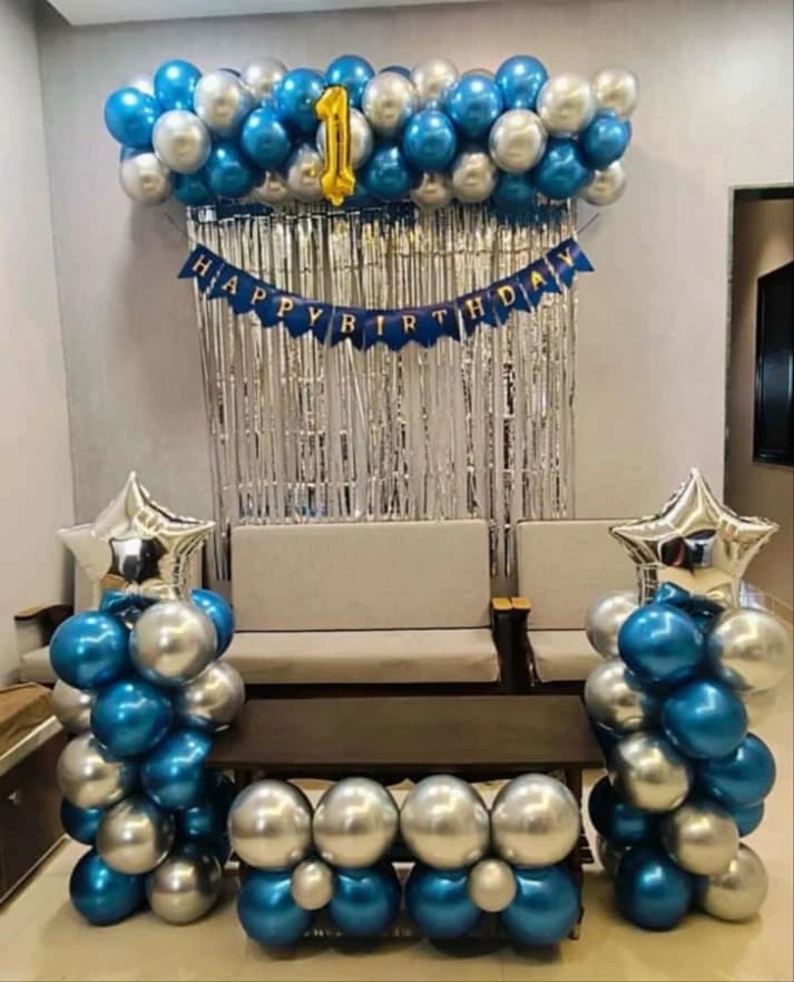 Simple and Classy Birthday Balloons Decoration at home with premium chrome colors. Set — view 1 of 1