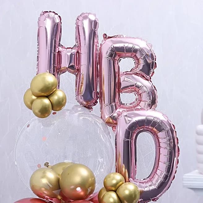 Chic Birthday Balloon Bouquet- Rose Gold Set — view 3 of 4