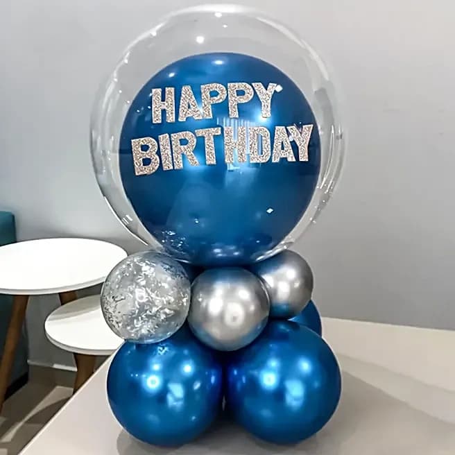 Happy Birthday Chrome Balloon Set-Blue Set — view 1 of 4