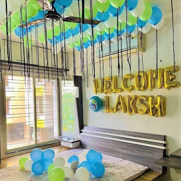 Welcome Baby Boy Balloon Decoration in Room Set — view 1 of 1
