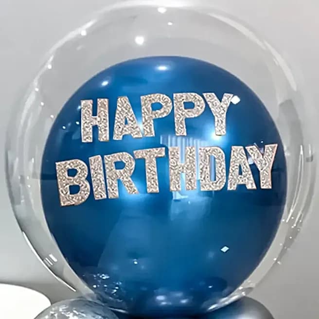 Happy Birthday Chrome Balloon Set-Blue Set — view 2 of 4