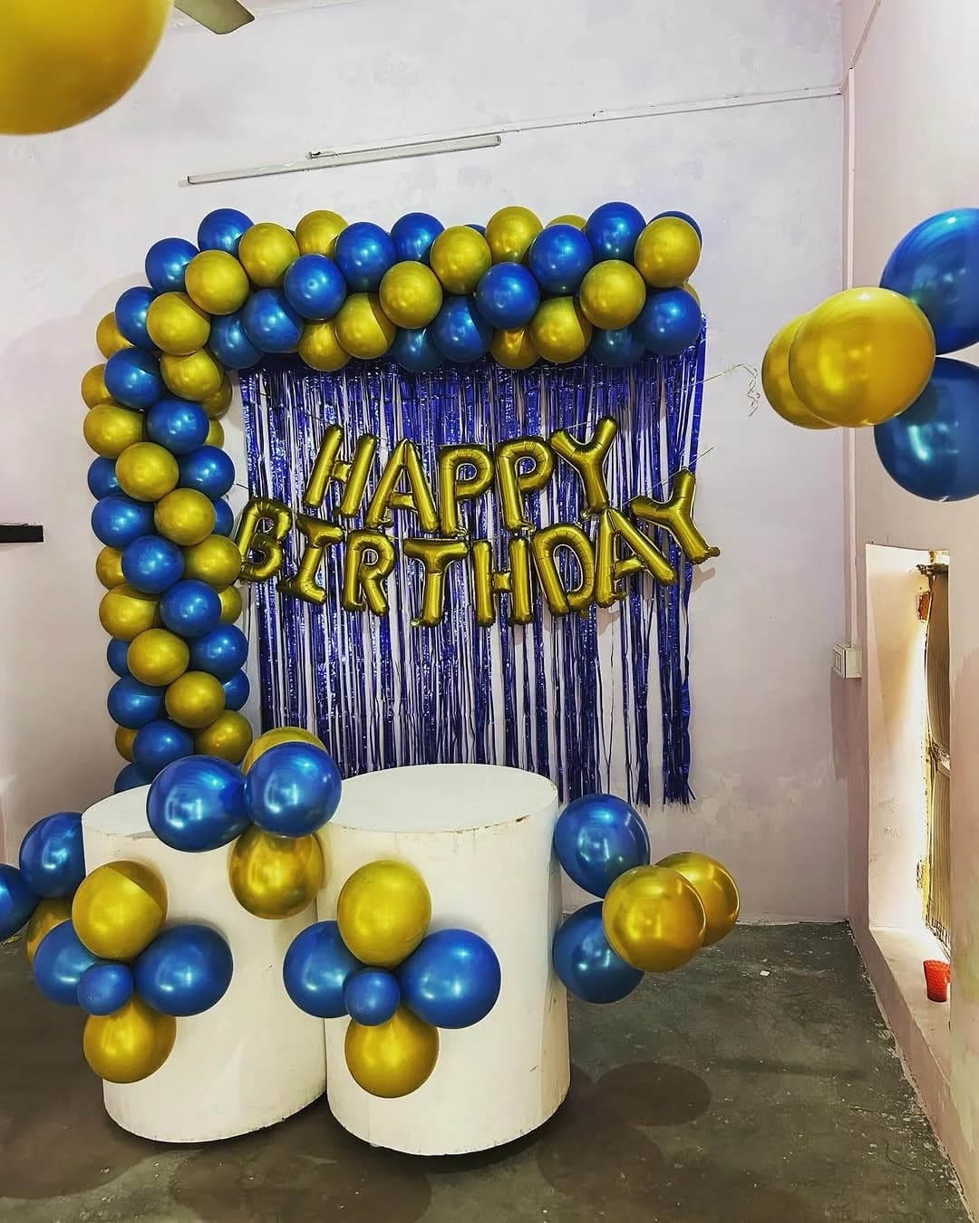 Royal Blue and Gold Birthday Backdrop Set — view 1 of 1