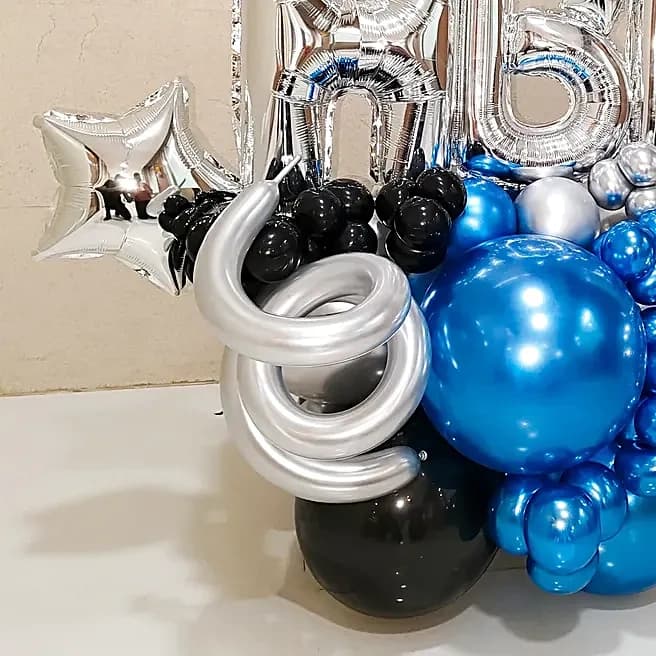 Blue-Black Birthday Balloon Bouquet Set — view 4 of 4