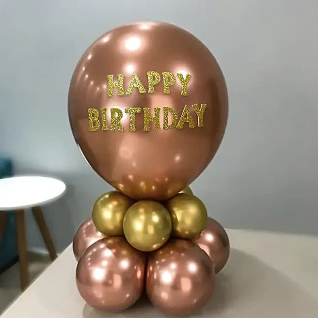 Happy Birthday Chrome Balloon Set-Rose Gold Set — view 1 of 4