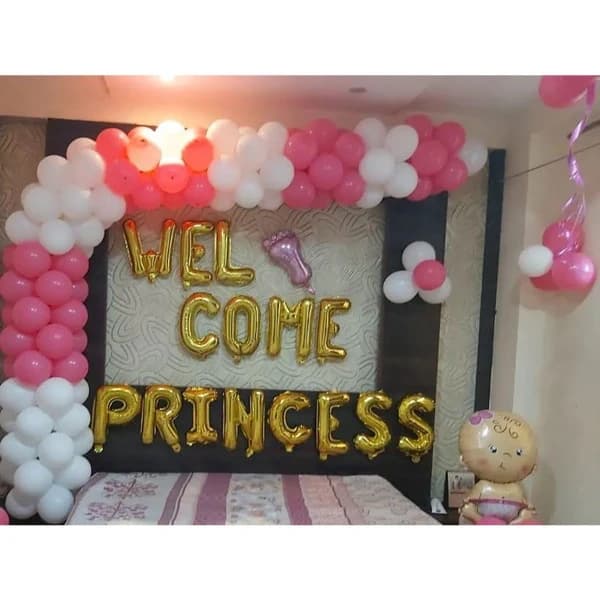 Welcome Baby Balloon Decoration at home for girl Set — view 2 of 2