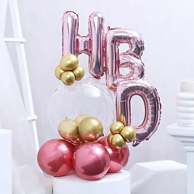 Chic Birthday Balloon Bouquet- Rose Gold Set — view 1 of 4
