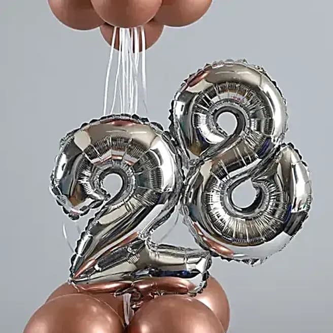 Rose Gold & Silver Number 28 Balloon Bouquet Set — view 5 of 5