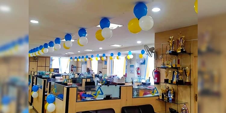 Blue-Yellow-White Balloons Office Decor Set — view 1 of 3