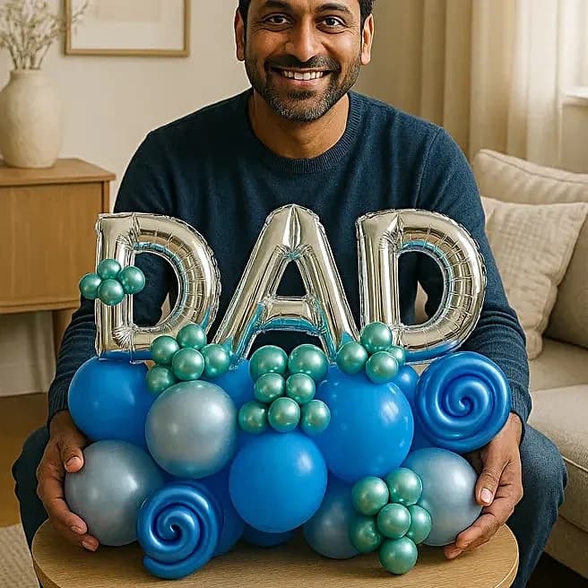 Dad Balloon Bouquet with Green and Blue Chrome Balloons Set — view 3 of 3