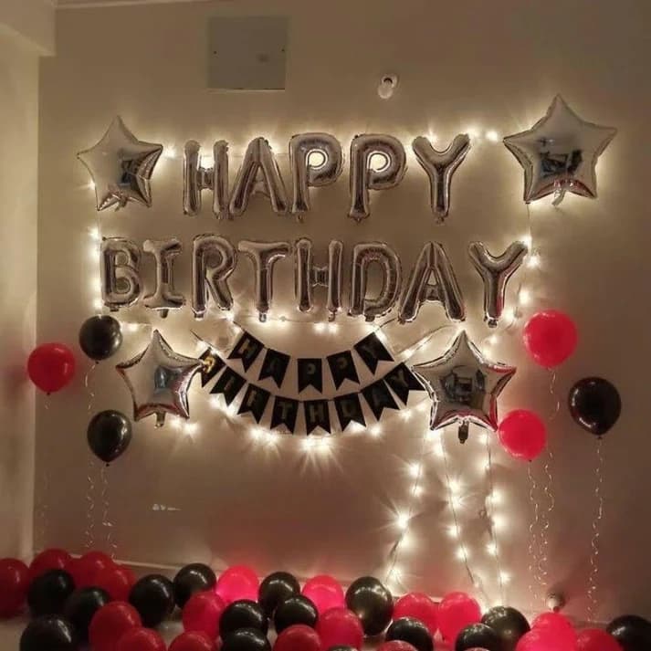 Balloon Decoration at home with fairy lights for birthday party Set — view 1 of 1
