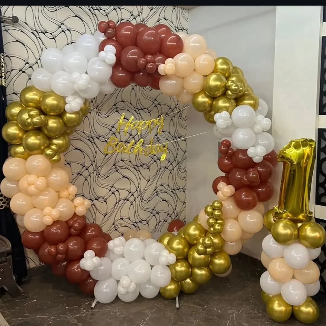 Elegant Gold and Earth-Tone Balloon Arch for 1st Birthday Decor — view 1 of 1