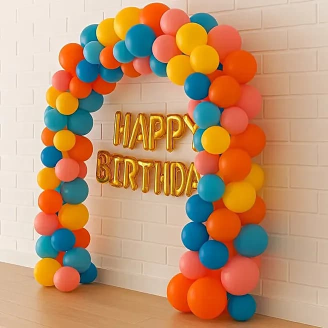 Pastel Chrome Birthday Balloon Arch Set — view 3 of 3