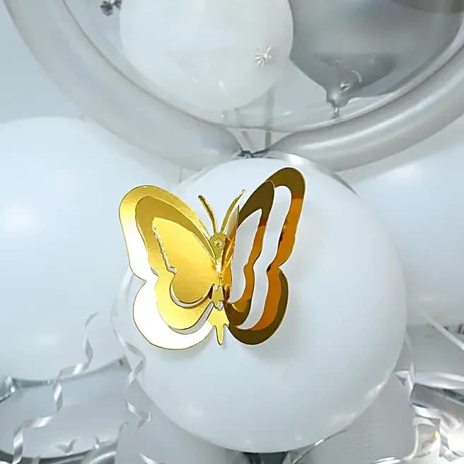 White & Silver Birthday Balloon Arrangement Set — view 3 of 7