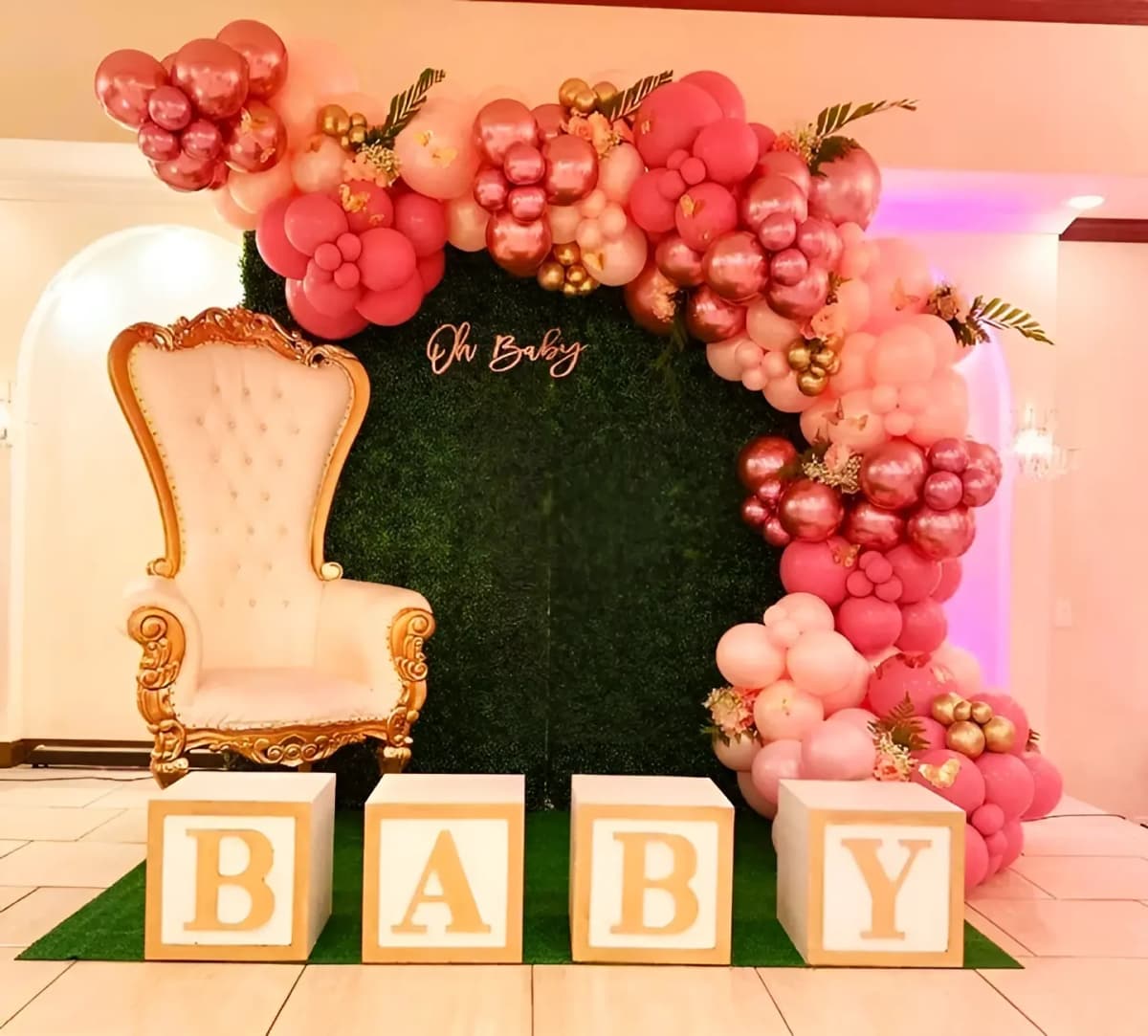 Pink Balloon Backdrop For Baby Shower Decor — view 1 of 2