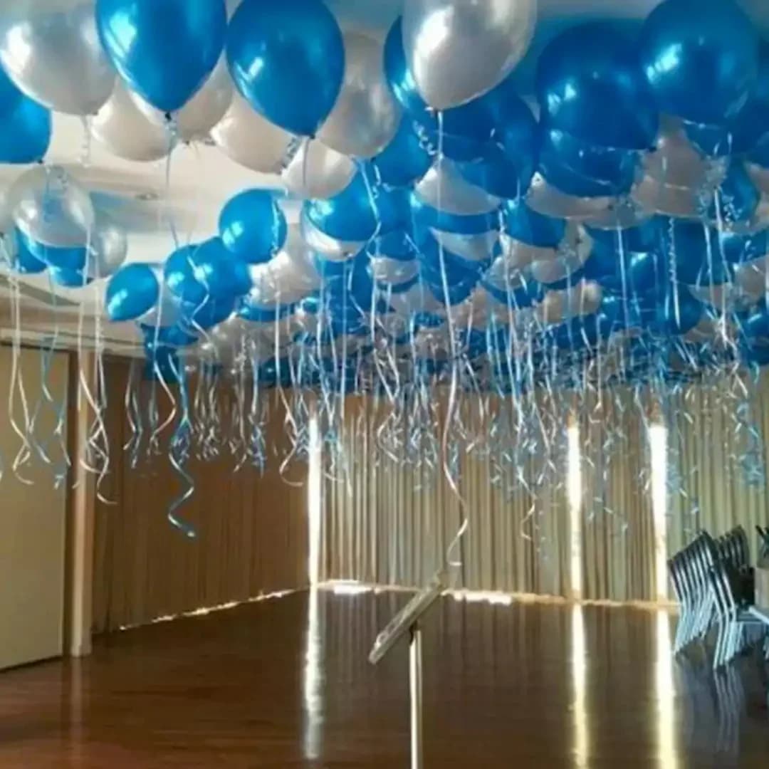 Blue and Silver Balloon Decor Setup — view 1 of 1