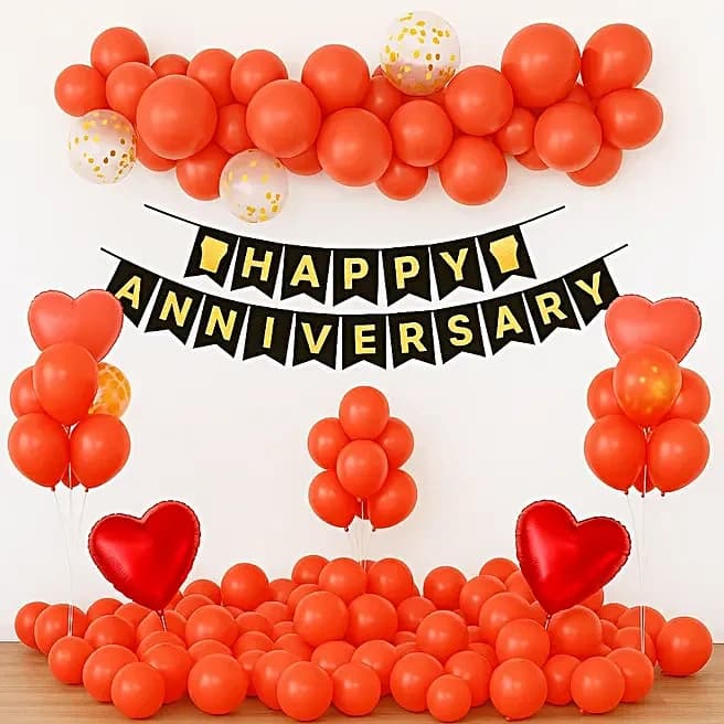 Red N Gold Anniversary Balloon Arch Set — view 1 of 1