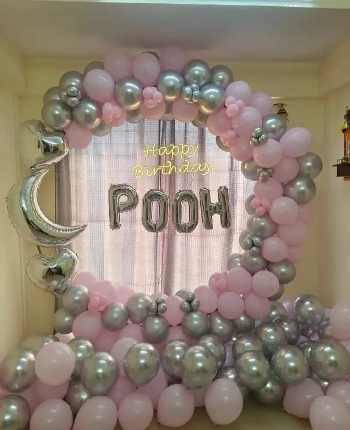 Soft Pink and Silver Moon Birthday Theme Decor — view 1 of 1