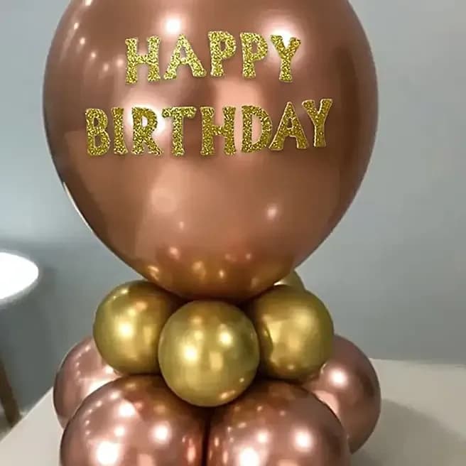 Happy Birthday Chrome Balloon Set-Rose Gold Set — view 3 of 4