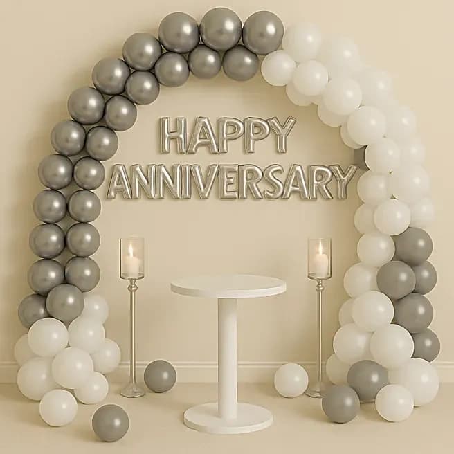 Silver N Grey Anniversary Balloon Decor Set — view 2 of 3