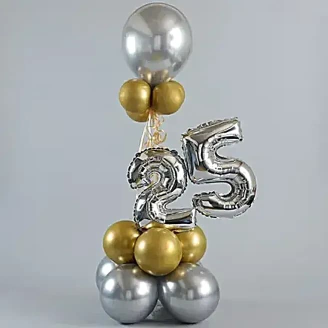 Golden & Silver Number 25 Balloon Bouquet Set — view 2 of 5