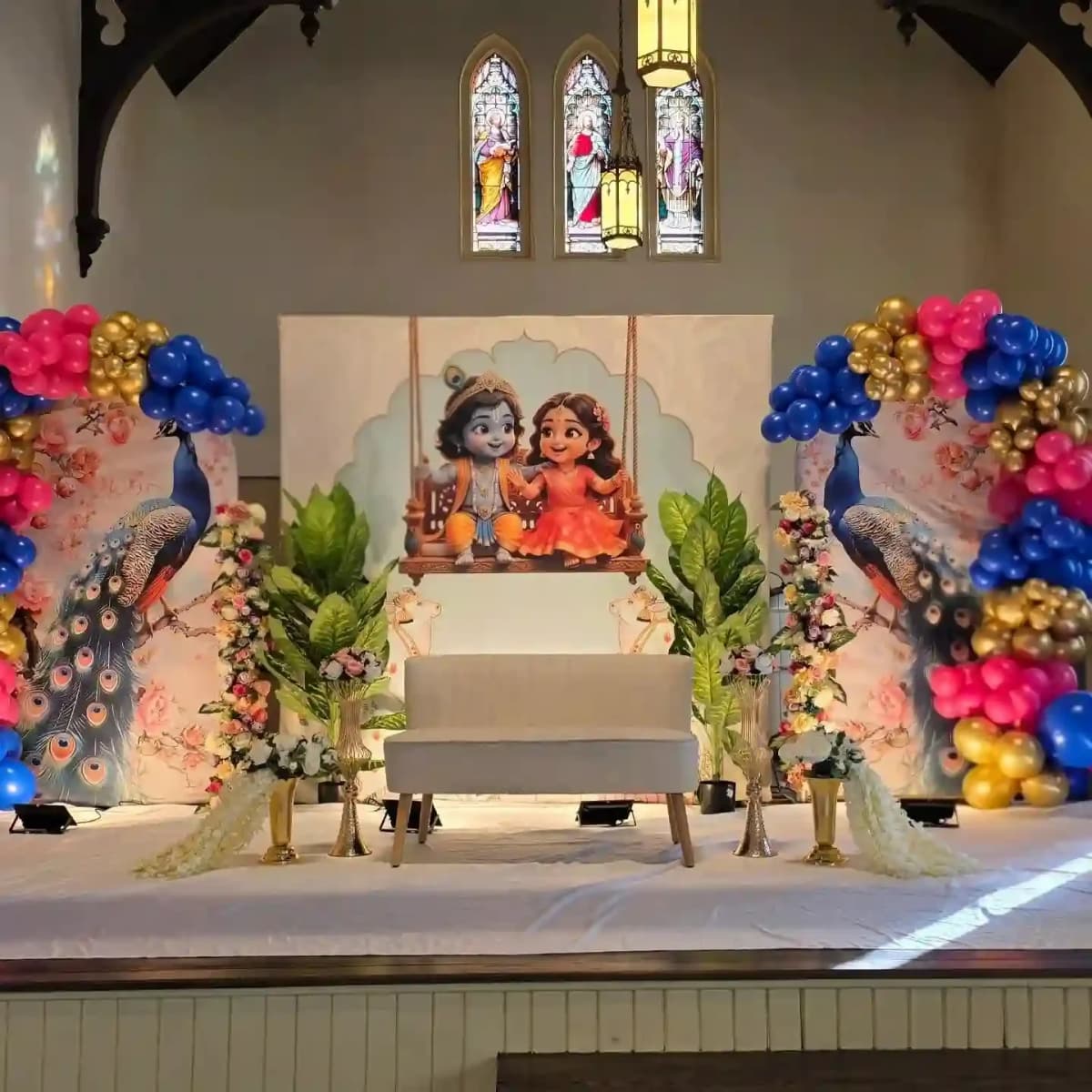 Radha Krishna Theme Baby Shower Decor Setup — view 1 of 3