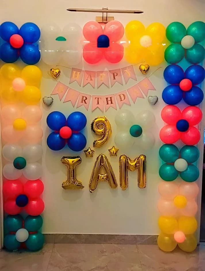 9th Birthday Simple and Colorful Balloon Decoration at home Set — view 1 of 1