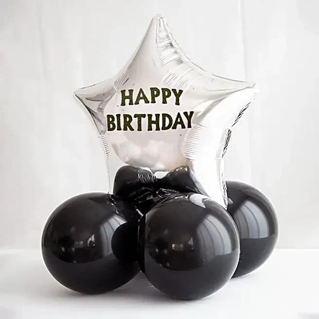 Happy Birthday Chrome Balloon Set-Black Set — view 1 of 4