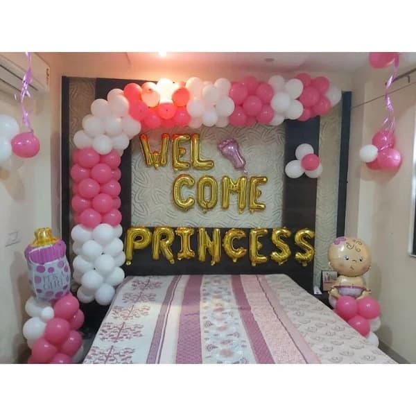 Welcome Baby Balloon Decoration at home for girl Set — view 1 of 2