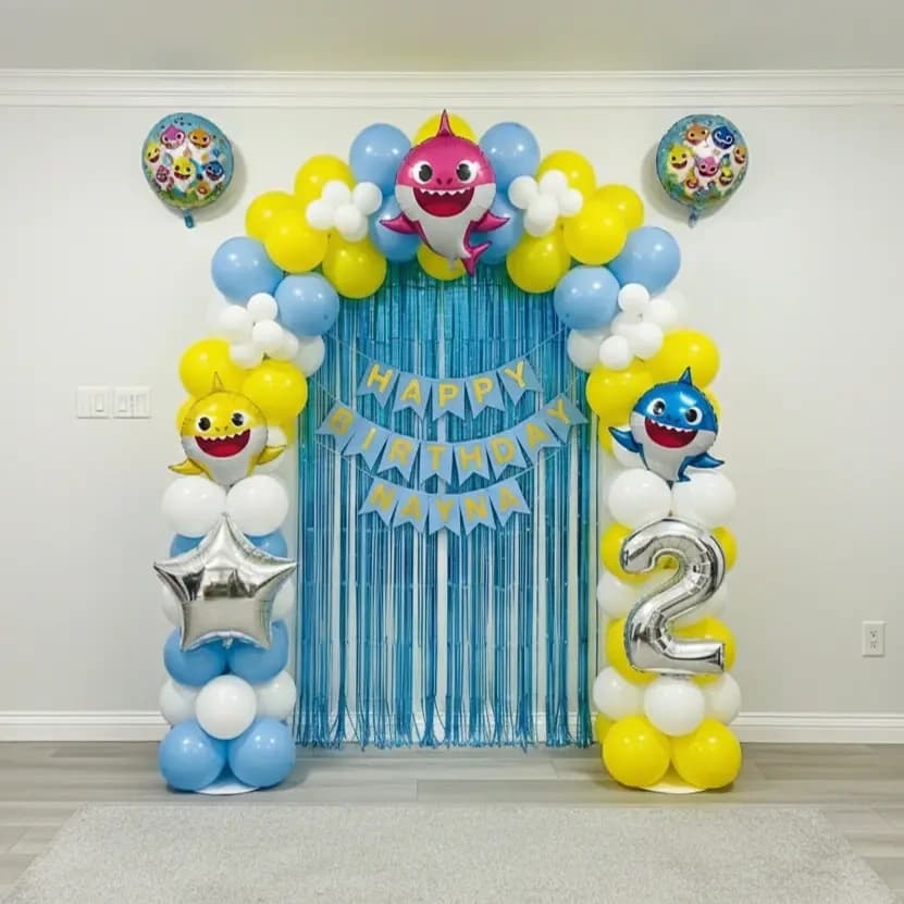 Cute Baby Shark Birthday Balloon Setup Decor — view 3 of 3
