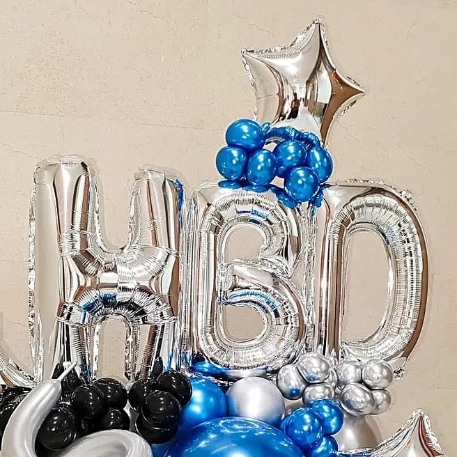Blue-Black Birthday Balloon Bouquet Set — view 2 of 4