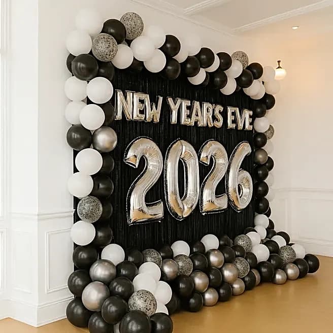 Monochrome Midnight New Year Eve Balloon Decor Set — view 2 of 3