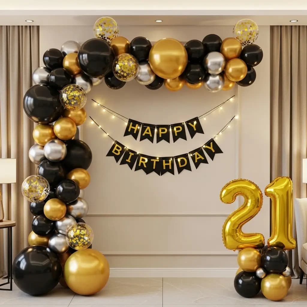 Golden & Black Birthday Decoration — view 1 of 2