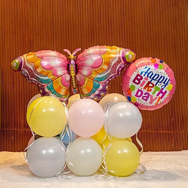 Happy Birthday Butterfly Balloon Arrangement Set — view 1 of 4