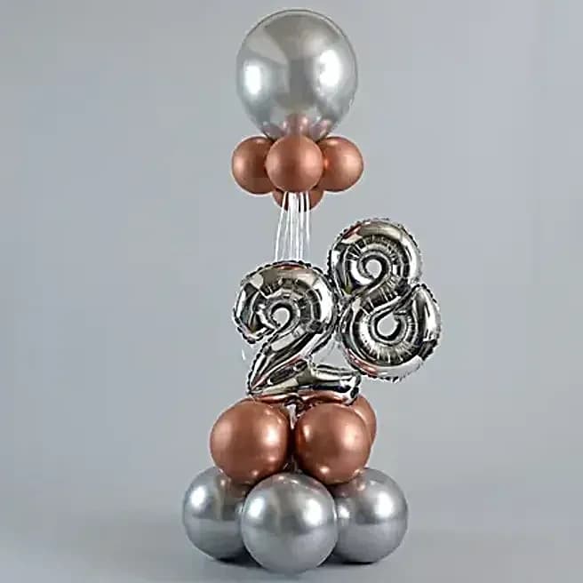 Rose Gold & Silver Number 28 Balloon Bouquet Set — view 2 of 5