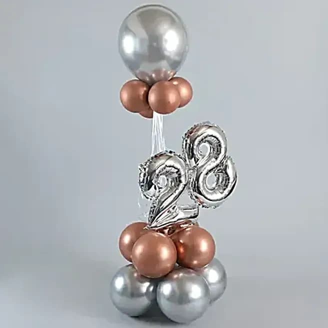 Rose Gold & Silver Number 28 Balloon Bouquet Set — view 3 of 5