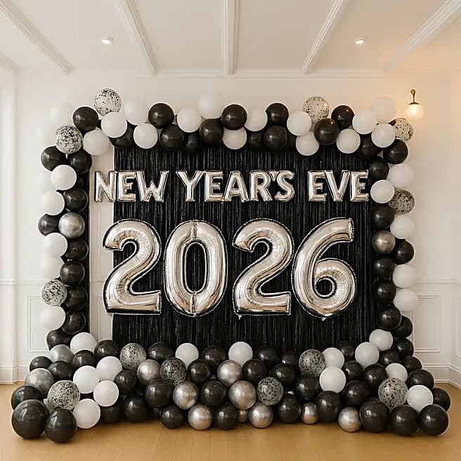 Monochrome Midnight New Year Eve Balloon Decor Set — view 1 of 3