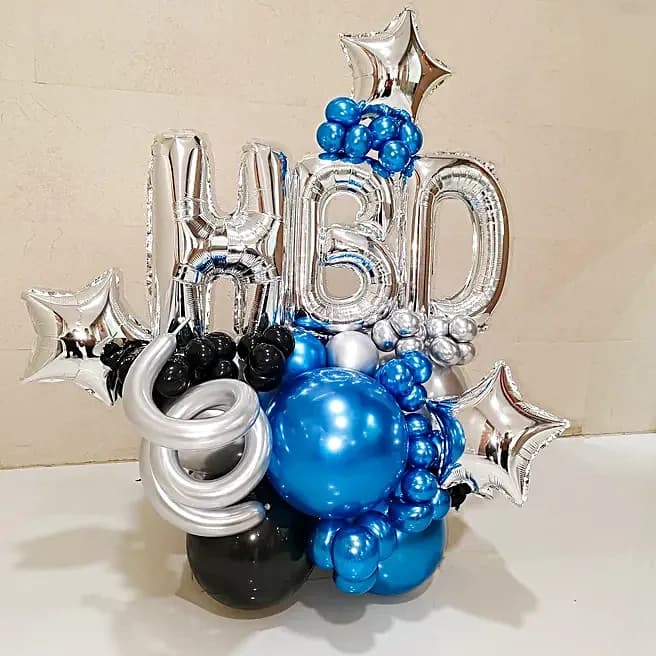 Blue-Black Birthday Balloon Bouquet Set — view 1 of 4