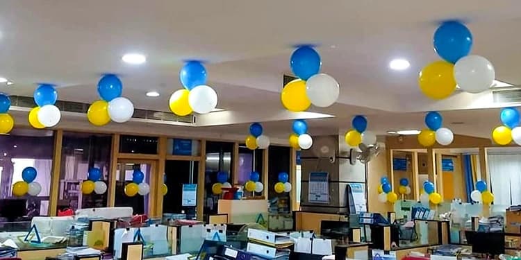 Blue-Yellow-White Balloons Office Decor Set — view 2 of 3