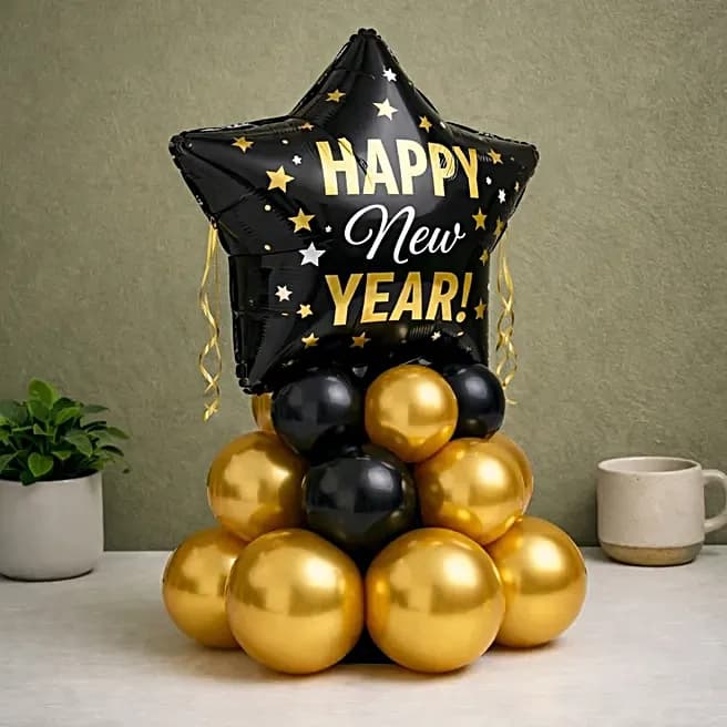 Minimal Black N Gold New Year Balloon Decor Set — view 2 of 3