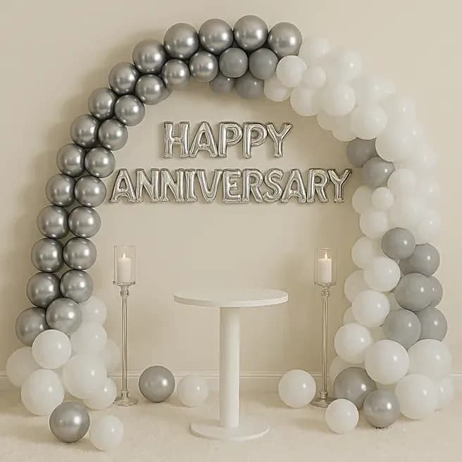 Silver N Grey Anniversary Balloon Decor Set — view 3 of 3