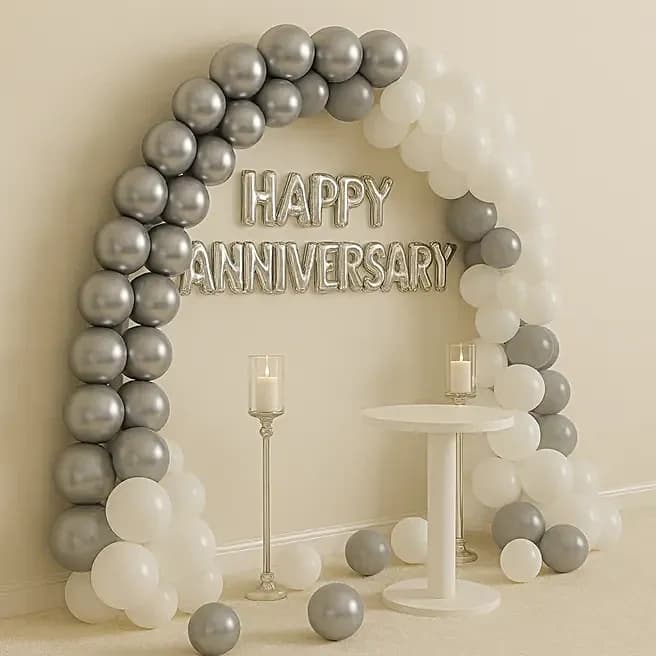 Silver N Grey Anniversary Balloon Decor Set — view 1 of 3