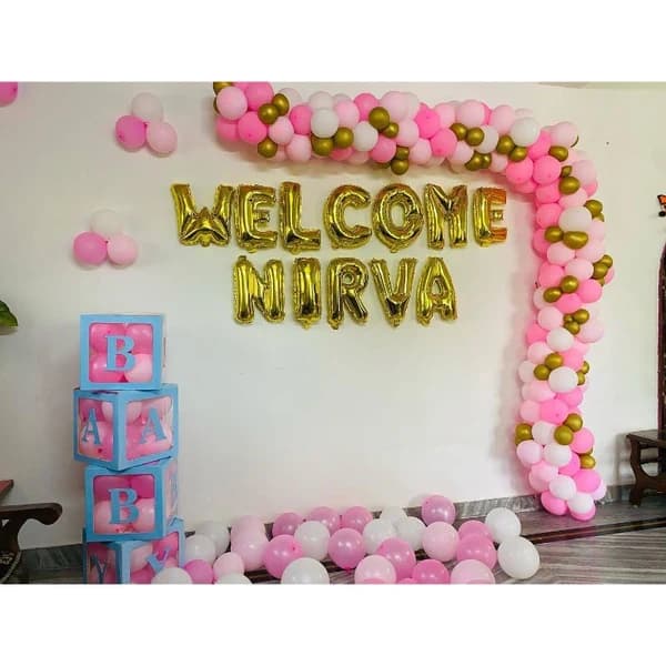 Welcome Baby balloon decoration for girl at home Set — view 1 of 1