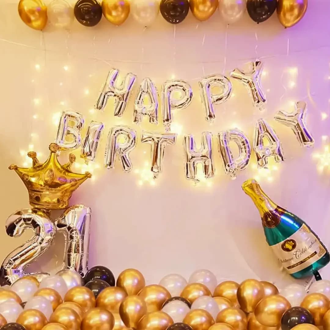 Black and Gold Happy Birthday Decoration Set — view 1 of 1