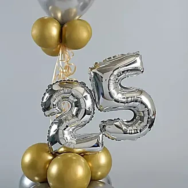 Golden & Silver Number 25 Balloon Bouquet Set — view 4 of 5